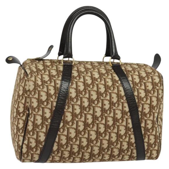 DIOR Trotter Canvas Boston Bag Brown Gold - Picture 1 of 12